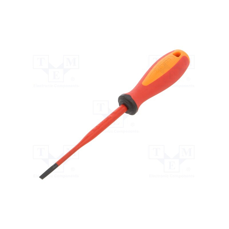 1 pcs x UNIOR - 624064 - Screwdriver, slim, insulated, slot, 4,0x0,8mm, Blade length: 100mm
