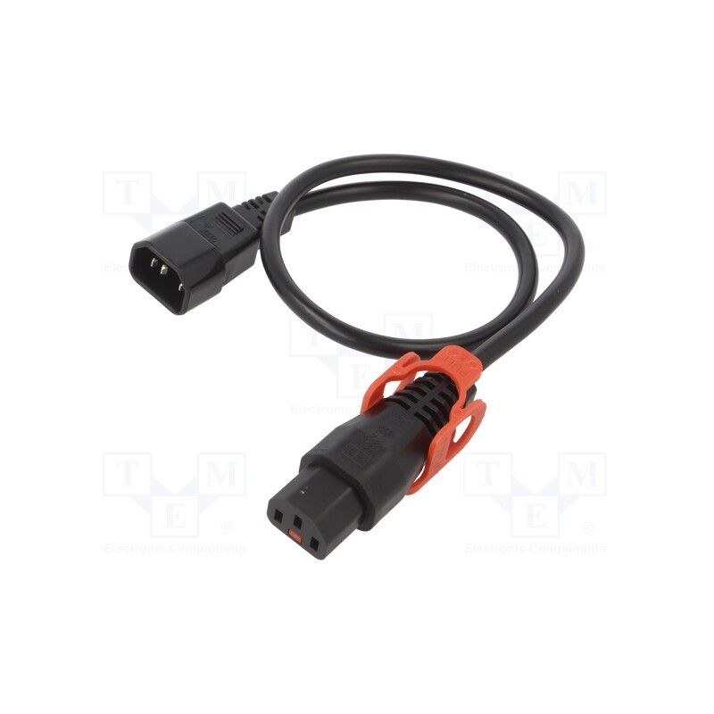 1 pcs x SCHAFFNER - IL13P-C14-H05-3100-050 - Cable, IEC C13 female,IEC C14 male, 0.5m, black, 10A, 250V, IP20