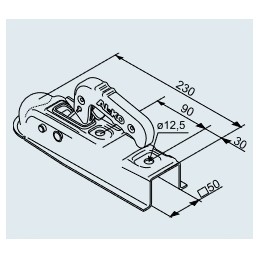 Hook, square, 50 mm, 750 kg security