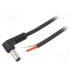 1 pcs x WEST POL - A25-TT-C100-150BK - Cable, 1x1mm2, wires,DC 5,5/2,5 plug, angled, black, 1.5m