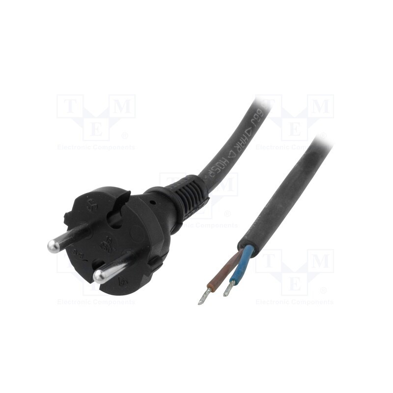 1 pcs x JONEX - S8RR-2/15/3BK - Cable, 2x1.5mm2, CEE 7/17 (C) plug,wires, rubber, Len: 3m, black