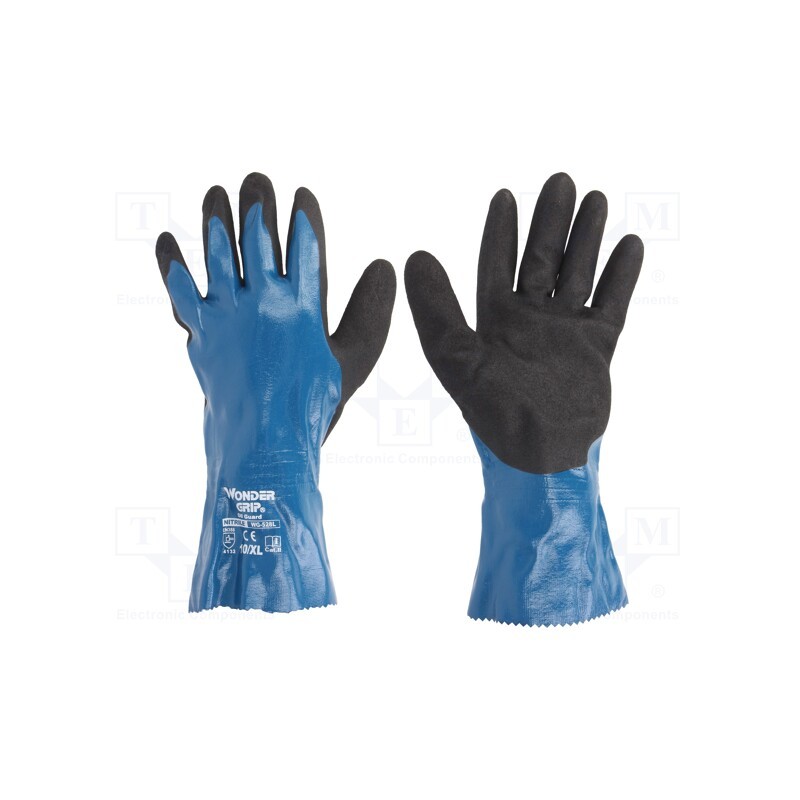 1 set x WONDER GRIP - 53417 - Protective gloves, Size: 10,XL, blue, nitryl,polyamide, Oil Guard