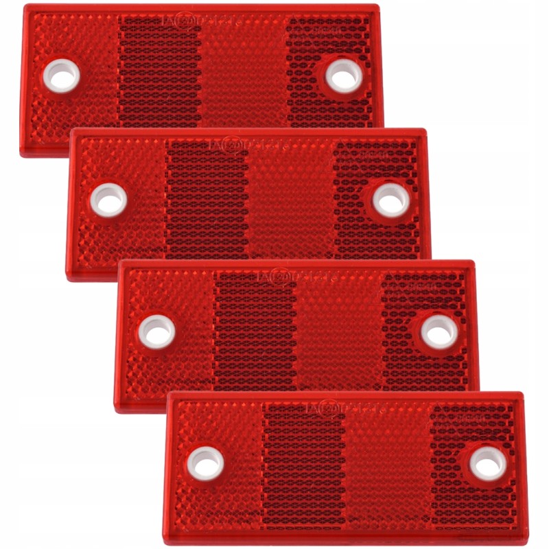 Set of 4x red reflectors 90x40 mm with holes