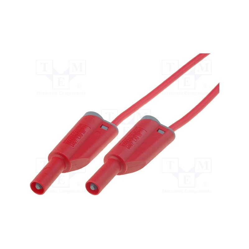 1 pcs x ELECTRO-PJP - 2615-IEC-200-RT - Test lead, 25A, banana plug 4mm,both sides, Len: 2m, red