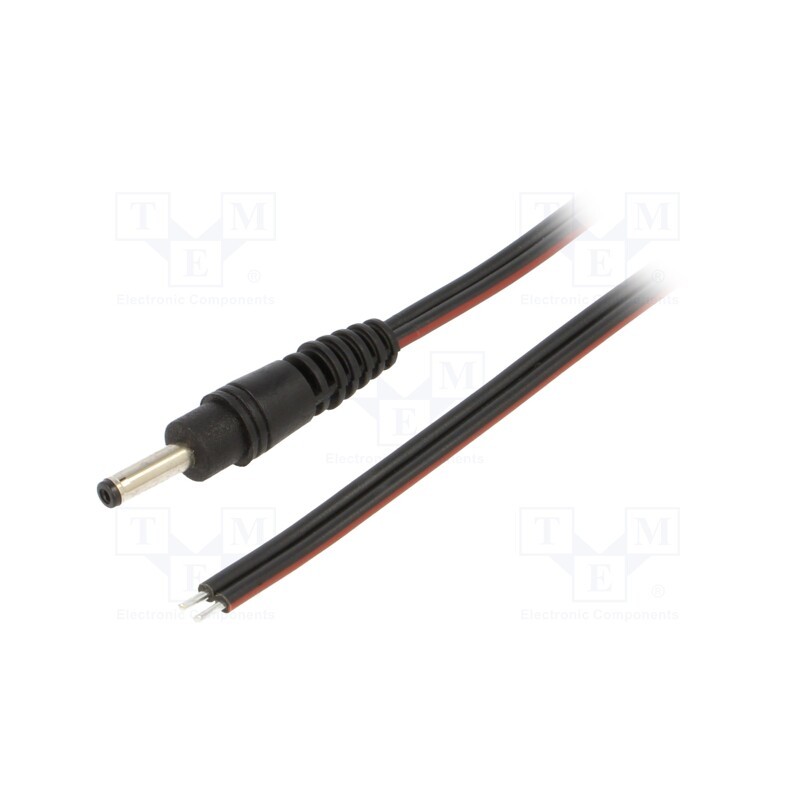 1 pcs x WEST POL - P13-TT-T075-050BK - Cable, 2x0.75mm2, wires,DC 3,5/1,3 plug, straight, black, 0.5m