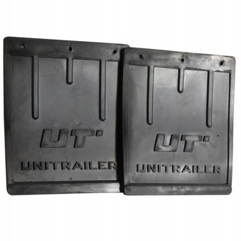 Two large rubber unitrailer mudflaps for the trailer