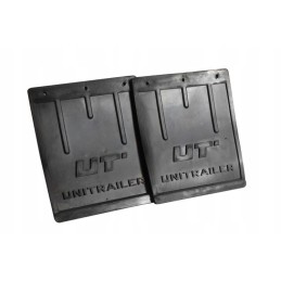 Two large rubber unitrailer mudflaps for the trailer