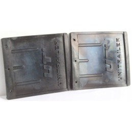 Two large rubber unitrailer mudflaps for the trailer