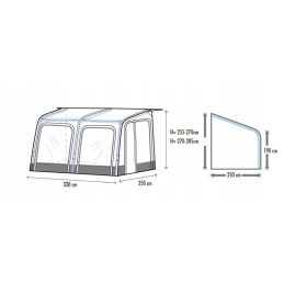 Inflatable vestibule of the Westfield Vega 330 camper