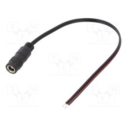 1 pcs x SUNNY - ECJ02F2155STST - Cable, 2x0.5mm2, wires,DC 5,5/2,1 socket, straight, black, 0.2m