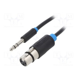 1 pcs x VENTION - BBEBG - Cable, Jack 6,3mm plug,XLR female 3pin, 1.5m, black, Øcable: 6mm
