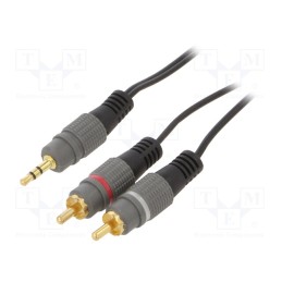 1 pcs x GEMBIRD - CCA-352-2.5M - Cable, Jack 3.5mm 3pin plug,RCA plug x2, 2.5m, black