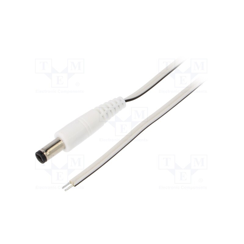 1 pcs x WEST POL - P21-TT-T035-150WH - Cable, 2x0.35mm2, wires,DC 5,5/2,1 plug, straight, white, 1.5m