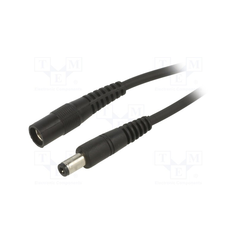 1 pcs x WEST POL - P21-C21-C100-300BK - Cable, 1x1mm2, DC 5,5/2,1 plug,DC 5,5/2,1 socket, straight, 3m