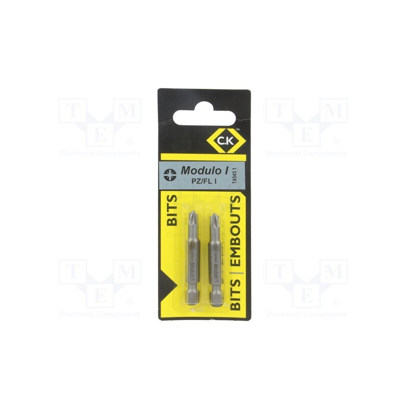 1 set x C.K - T4545 1 - Screwdriver bit, PlusMinus cross PZ-type, SL/PZ1, 2pcs.
