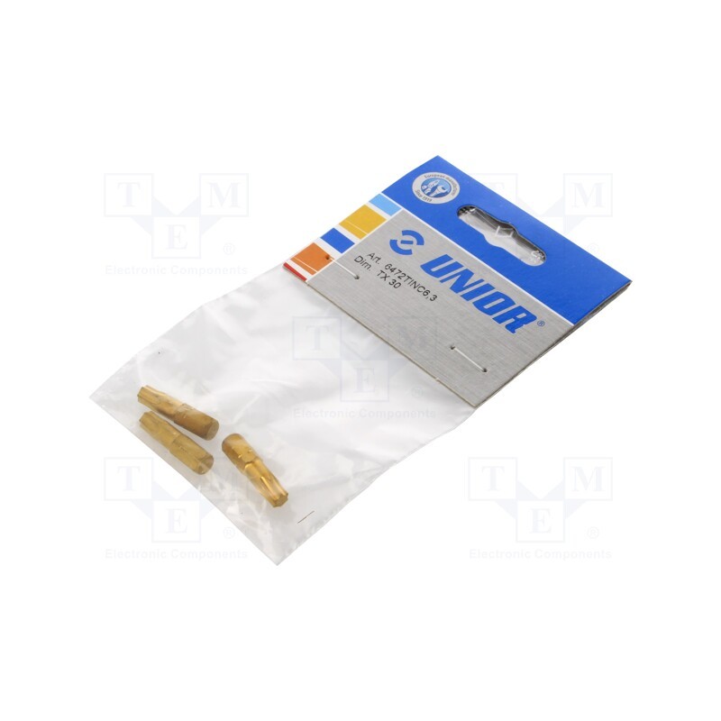 1 pcg x UNIOR - 604825 - Screwdriver bit, Torx®, TX30, Overall len: 25mm, 3pcs.