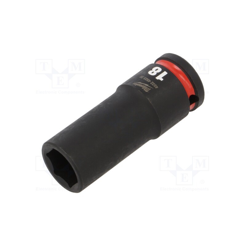 1 pcs x Milwaukee - 4932480336 - Socket, 6-angles,socket spanner,impact, HEX 18mm, 1/2', long