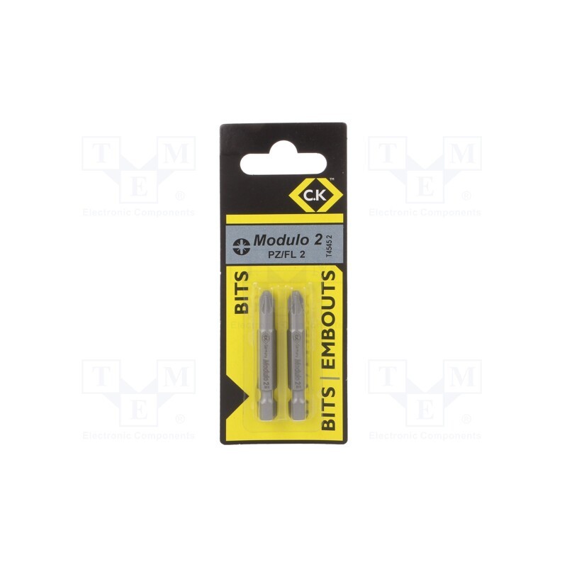 1 set x C.K - T4545 2 - Screwdriver bit, PlusMinus cross PZ-type, SL/PZ2, 2pcs.