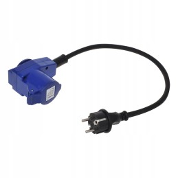 Cee adapter, angled connector with 230v socket, cable