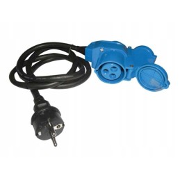 Cee adapter, angled connector with 230v socket, cable