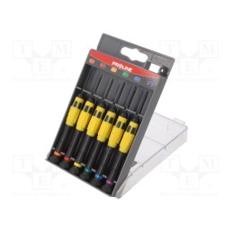 1 set x PROLINE - 10225 - Kit: screwdrivers, precision, Phillips,slot,Torx®, plastic box