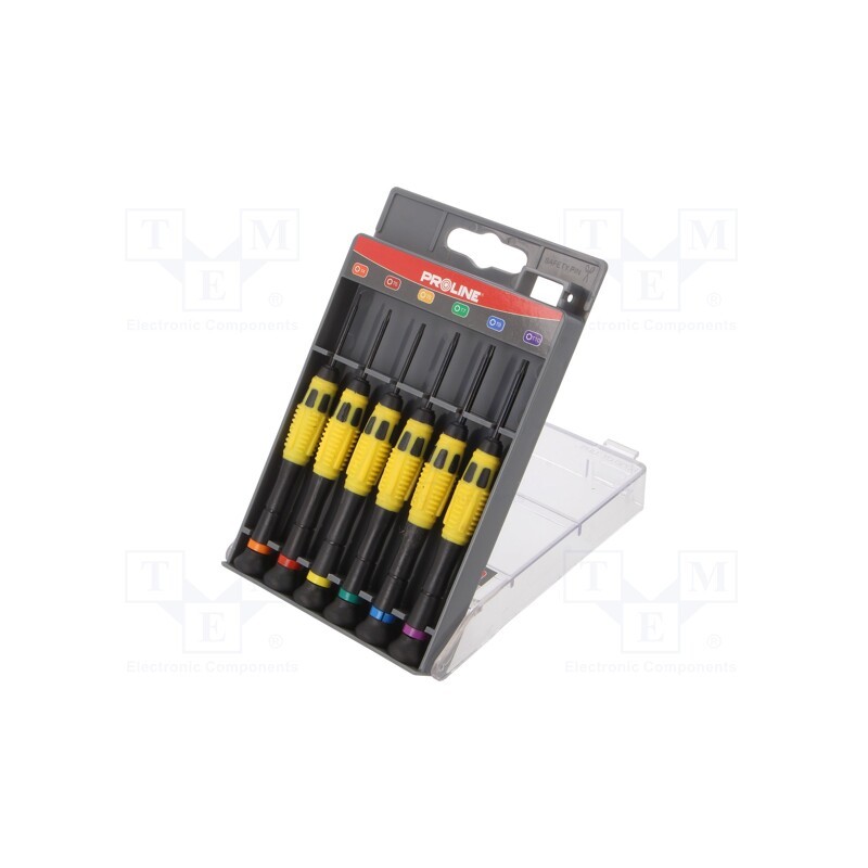 1 set x PROLINE - 10225 - Kit: screwdrivers, precision, Phillips,slot,Torx®, plastic box