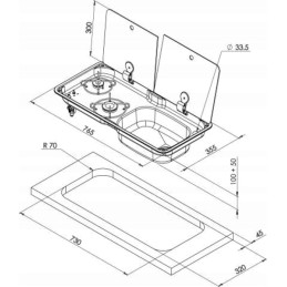 Gas stove with sink, 2 burners