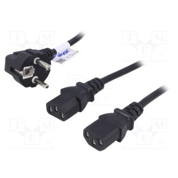 1 pcs x AKYGA - AK-PC-04A - Cable, 3G0.5mm2, CEE 7/7 (E/F) plug angled,IEC C13 female x2