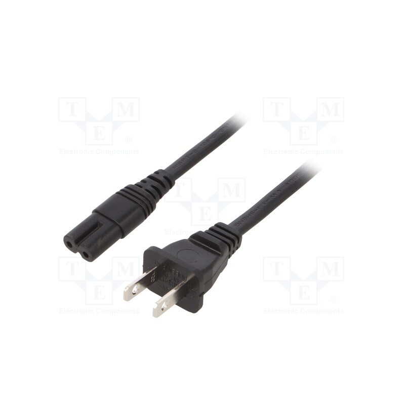 1 pcs x SCHURTER - 6010.5278 - Cable, 2x18AWG, IEC C7 female,NEMA 1-15 (A) plug, PVC, 4m, black