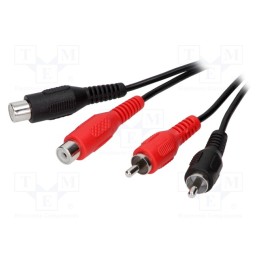 1 pcs x BQ CABLE - BQC-2RP2RS-0500 - Cable, RCA socket x2,RCA plug x2, 5m, black