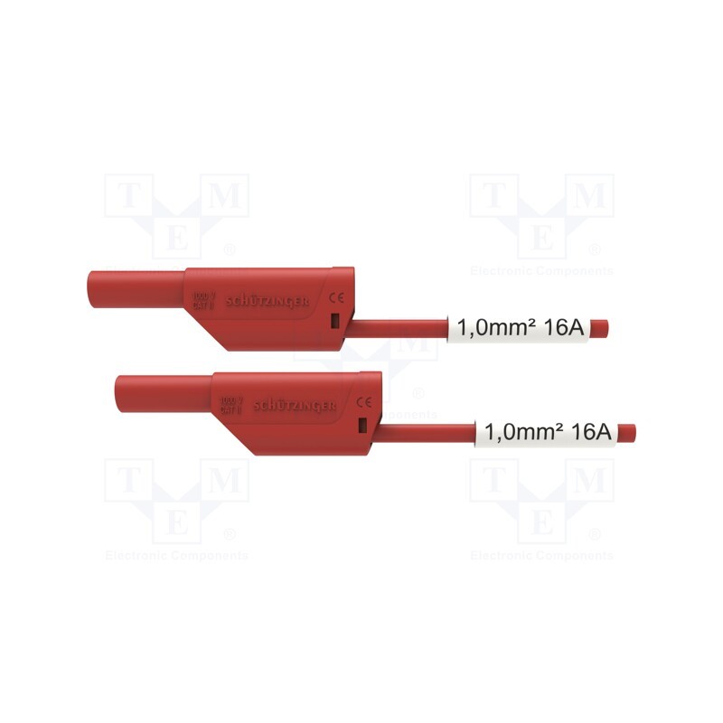 1 pcs x SCHu00dcTZINGER - VSFK 8500 / SIL1 / 200 / RT - Test lead, 16A, banana plug 4mm,both sides, Urated: 1kV, Len: 2m