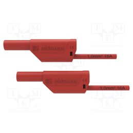 1 pcs x SCHu00dcTZINGER - VSFK 8701 / 1 / 100 / RT - Test lead, 16A, banana plug 4mm,both sides, Urated: 1kV, Len: 1m