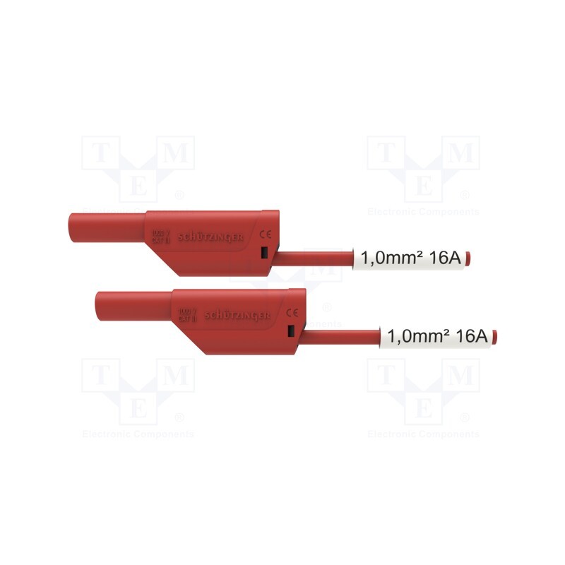 1 pcs x SCHu00dcTZINGER - VSFK 8700 / SIL1 / 200 / RT - Test lead, 16A, banana plug 4mm,both sides, Urated: 1kV, Len: 2m