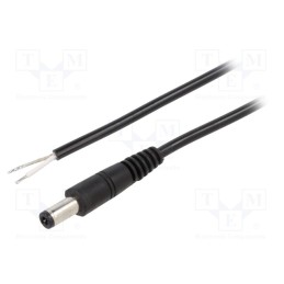 1 pcs x WEST POL - P25-TT-C050-150BK - Cable, 1x0.5mm2, wires,DC 5,5/2,5 plug, straight, black, 1.5m