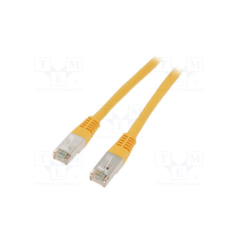 1 pcs x QOLTEC - 50540 - Patch cord, F/UTP, 6, solid, CCA, PE, yellow, 0.25m, 26AWG, shielded