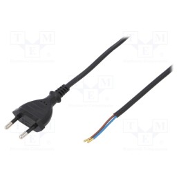 1 pcs x PLASTROL - W-97148 - Cable, 2x0.75mm2, CEE 7/16 (C) plug,wires, PVC, 3m, black, 2.5A