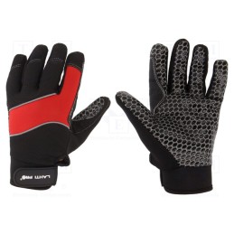 1 set x LAHTI PRO - L281110K - Protective gloves, Size: 10, black-red, microfiber,plastic