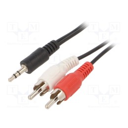 1 pcs x GEMBIRD - CCA-458-2.5M - Cable, Jack 3.5mm 3pin plug,RCA plug x2, 2.5m, black, PVC