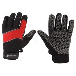 1 set x LAHTI PRO - L281111K - Protective gloves, Size: 11, black-red, microfiber,plastic