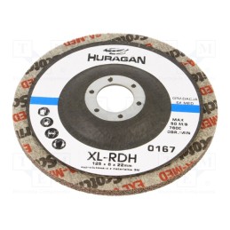 1 pcs x HURAGAN - XL-RDH 6A MED 125X 6X 22MM - Grinding wheel, fleece, Dim: Ø125x6mm, Mount.hole diam: 22mm