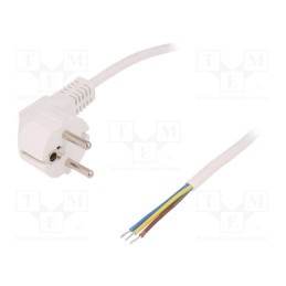 1 pcs x LOGILINK - CP136 - Cable, CEE 7/7 (E/F) plug angled,wires, 1.5m, white, 10A, 250V