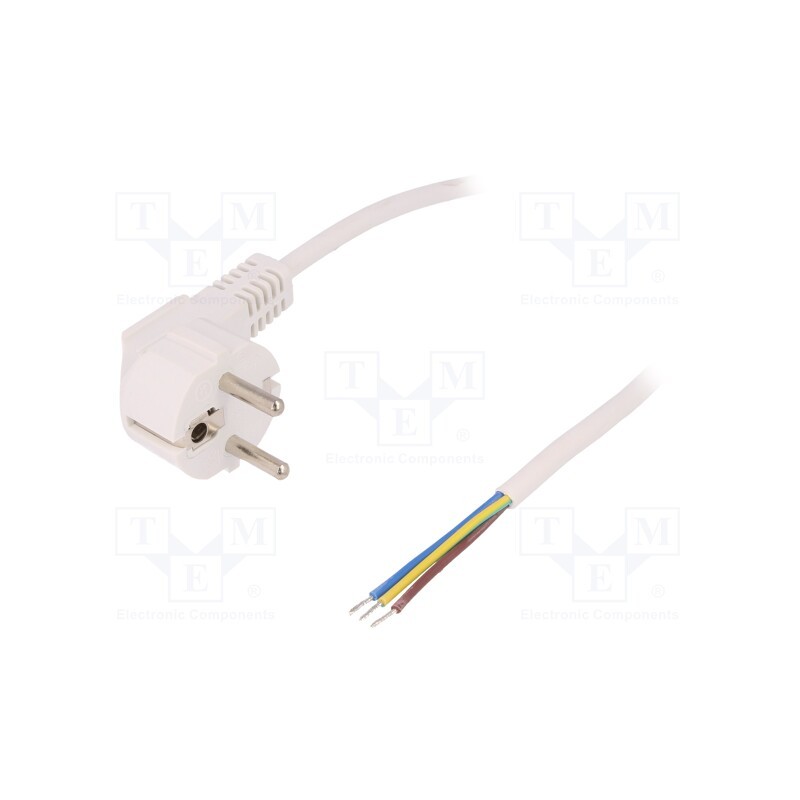 1 pcs x LOGILINK - CP136 - Cable, CEE 7/7 (E/F) plug angled,wires, 1.5m, white, 10A, 250V