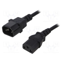 1 pcs x QOLTEC - 53898 - Cable, 3x1mm2, IEC C13 female,IEC C14 male, 3m, black, 10A, 250V