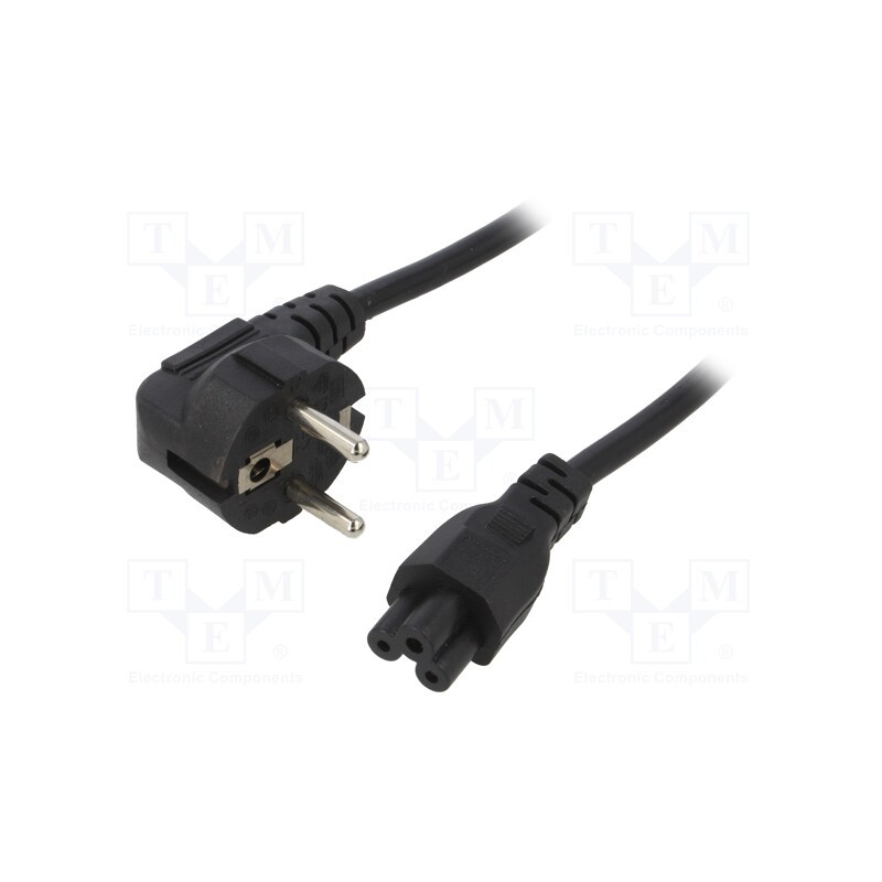1 pcs x AKYGA - AK-NB-08A - Cable, 3G0.5mm2, CEE 7/7 (E/F) plug angled,IEC C5 female, PVC