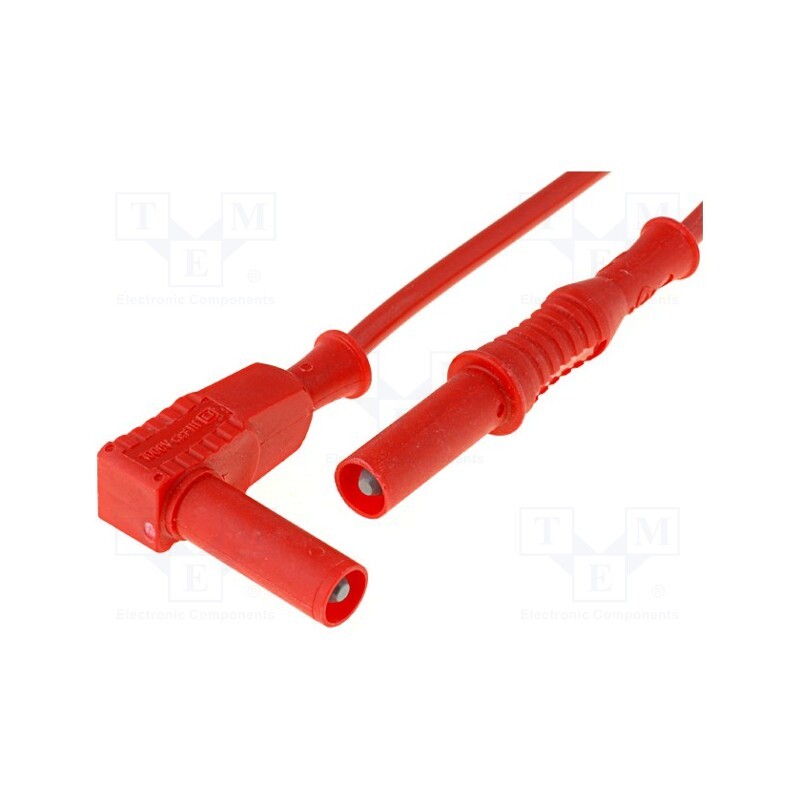 1 pcs x ELECTRO-PJP - 2359-IEC-100-RT - Test lead, 20A, banana plug 4mm,angular banana plug 4mm, Len: 1m