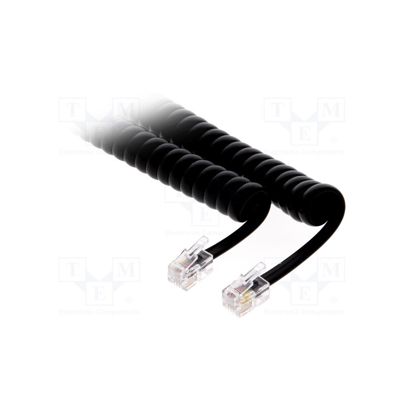 1 pcs x BQ CABLE - TEL-4C-07T-BK - Cable: telephone, coiled,interlaced, RJ9 plug,both sides, black