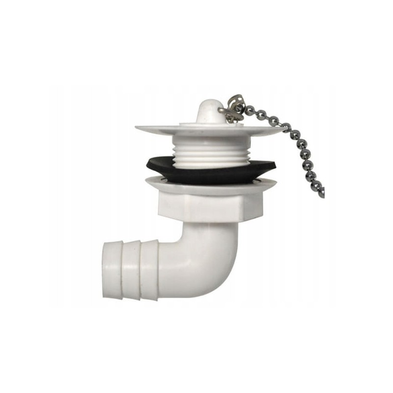 3 4 inch angular washbasin drain, white turismus