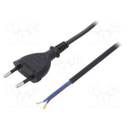 1 pcs x PLASTROL - W-98464 - Cable, 2x0.75mm2, CEE 7/16 (C) plug,wires, PVC, 1m, black, 2.5A