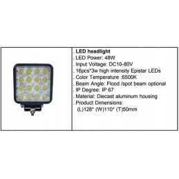 Halogen front work lamp, forklift, LED 16