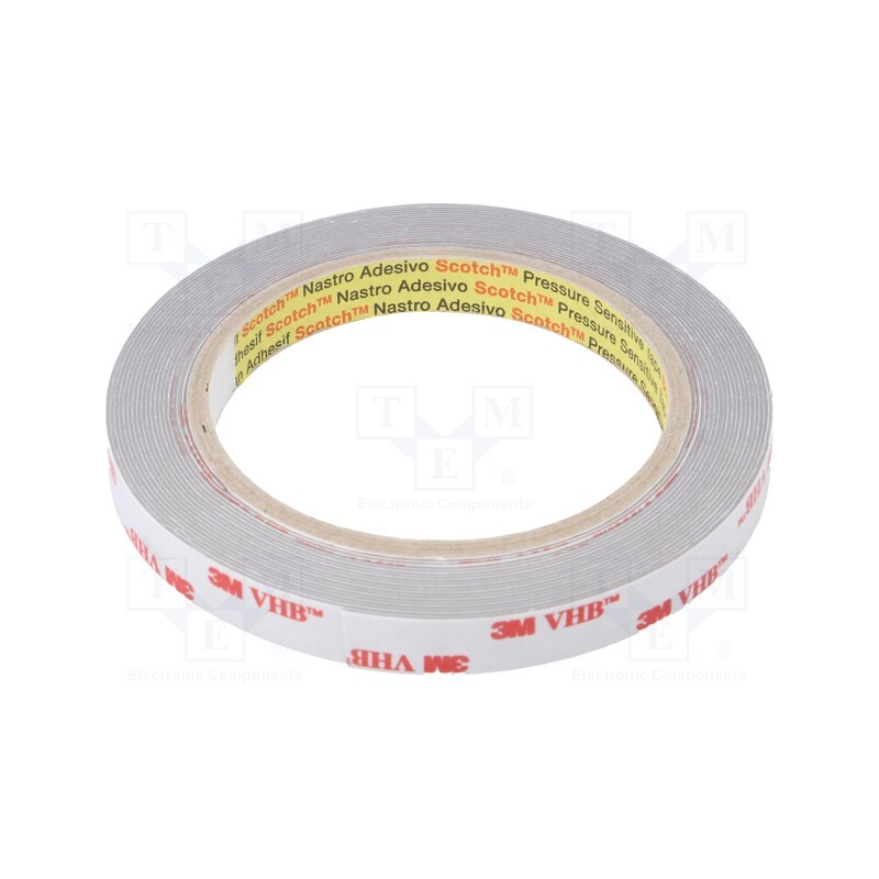 1 rol x 3M - 3M 4936 12MM 5.5M - Tape: fixing, W: 12mm, L: 5.5m, Thk: 600um, acrylic, grey